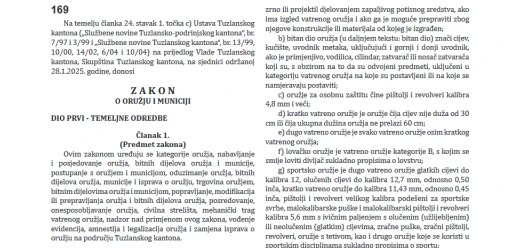 Obavijest o stupanju na snagu novog Zakona o oružju i municiji Tuzlanskog kantona